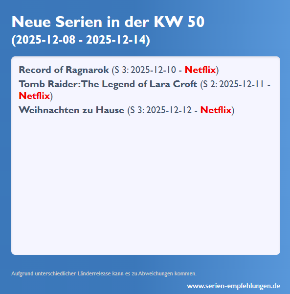 Neue Serien 2025 KW 50